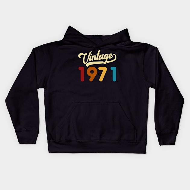 1971 Vintage Gift 49th Birthday Retro Style Kids Hoodie by Kimko